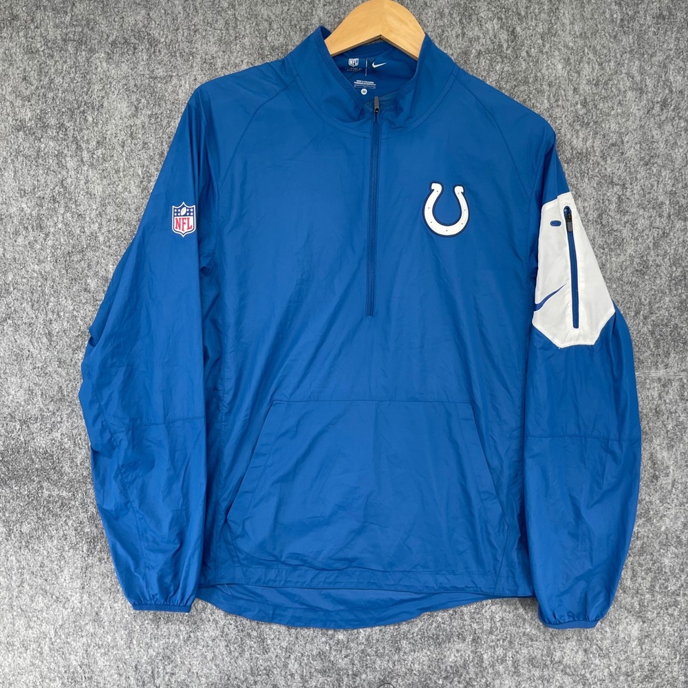 Indianapolis Colts Windbreaker Mens Medium 1/4 Zip Blue Nike NFL On Field New
